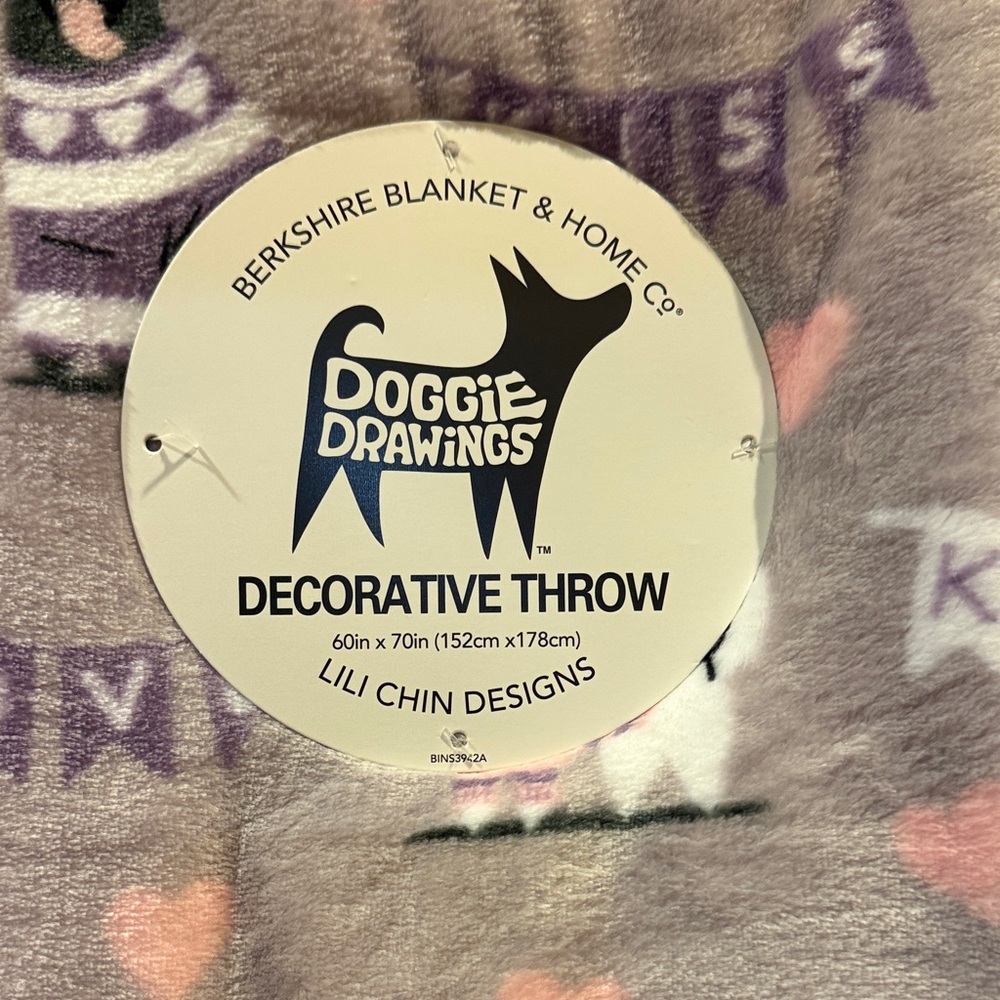 Purple & Pink Dog Print Decorative Throw - Picture 3 of 3